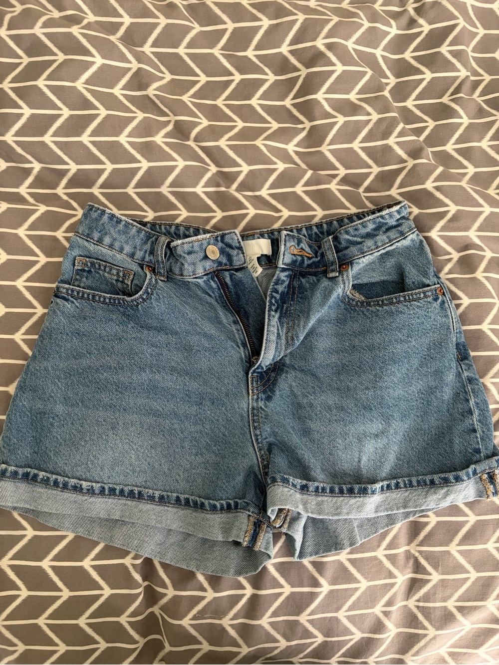 H&M Medium Blue Rolled Hem Denim Shorts